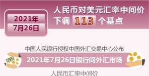 （图表）【财经&行情】7月26日人民币对美元汇率中间价下调113个基点