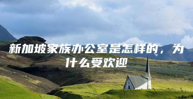 新加坡家族办公室是怎样的，为什么受欢迎