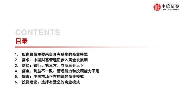 会哪些信号财富管理行业研究：选择兼具效率和品质、治理完善的平台型公司股票莫