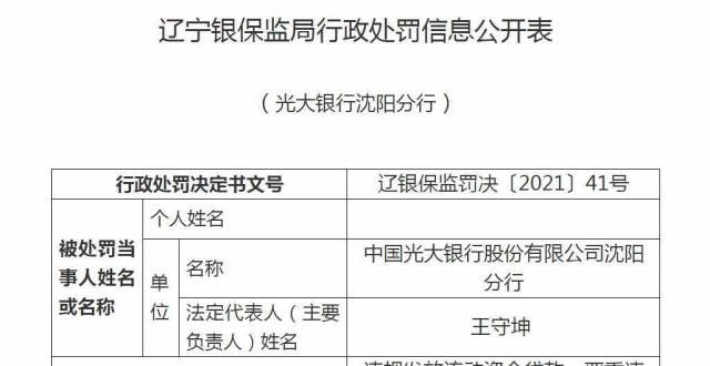 再去存钱了违规发放流动资金贷款 光银行沈阳分行领100万罚单央行出