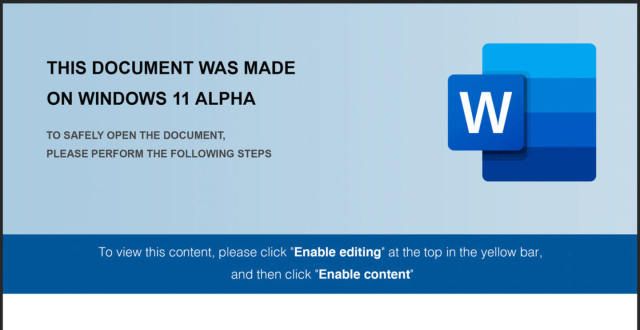 钱看着一样网络钓鱼新套路曝光：利用伪造的 Win11 Alpha 文档进行黑入实际区