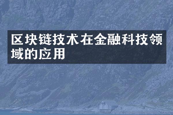 区块链技术在金融科技领域的应用