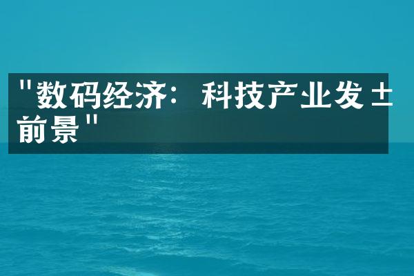 "数码经济：科技产业发展前景"