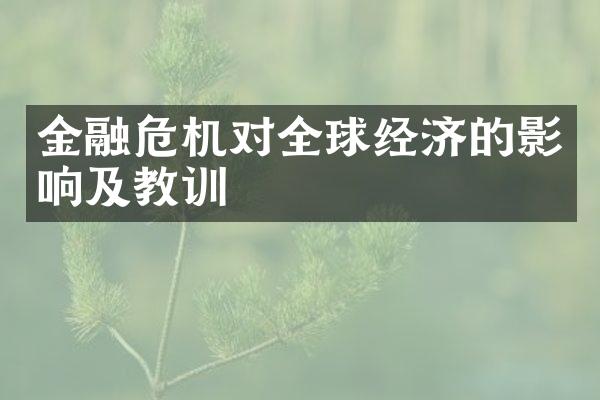 金融危机对全球经济的影响及教训