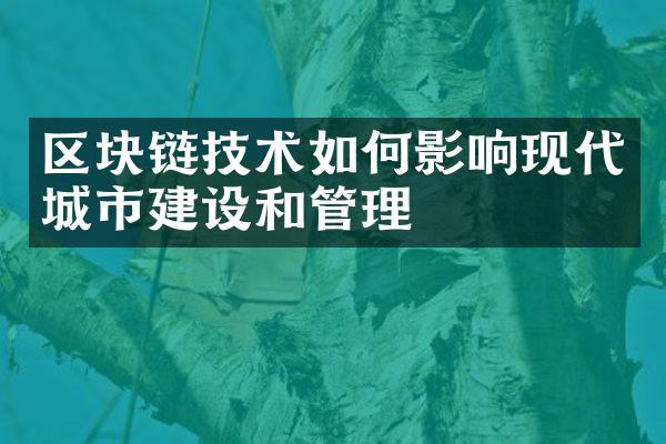 区块链技术如何影响现代城市建设和管理