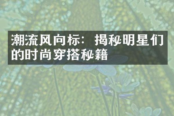 潮流风向标：揭秘明星们的时尚穿搭秘籍