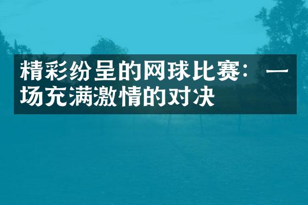 精彩纷呈的网球比赛：一场充满激情的对决