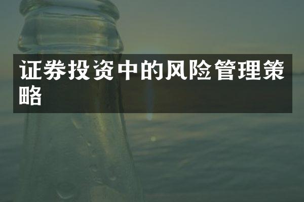 证券投资中的风险管理策略