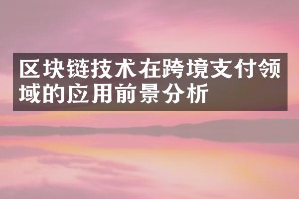 区块链技术在跨境支付领域的应用前景分析