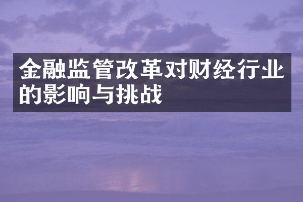 金融监管改革对财经行业的影响与挑战