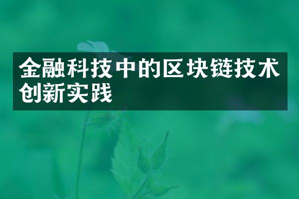 金融科技中的区块链技术创新实践