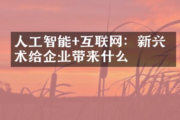 人工智能+互联网：新兴技术给企业带来什么