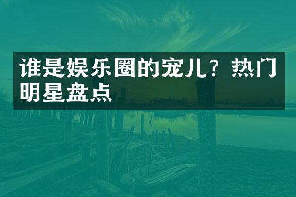 谁是娱乐圈的宠儿？热门明星盘点