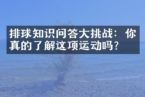 排球知识问答大挑战：你真的了解这项运动吗？