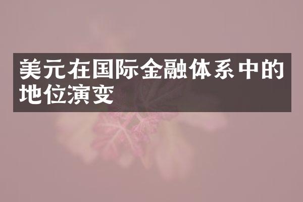 美元在国际金融体系中的地位演变