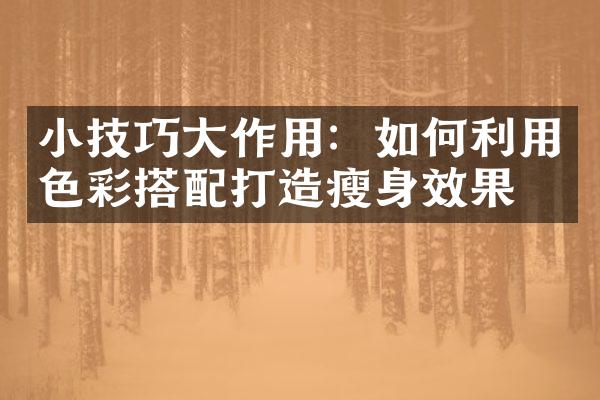 小技巧大作用：如何利用色彩搭配打造瘦身效果