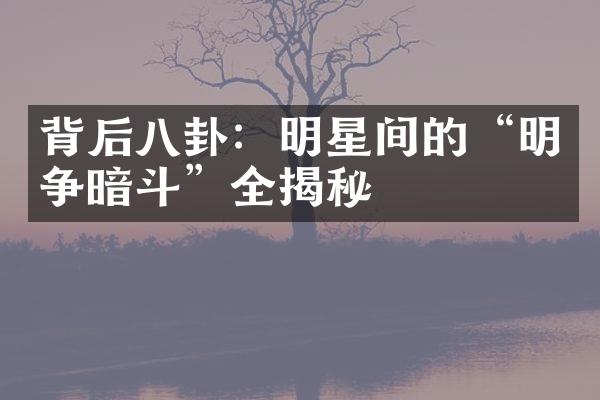 背后八卦：明星间的“明争暗斗”全揭秘