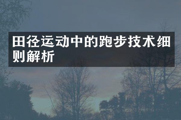 田径运动中的跑步技术细则解析