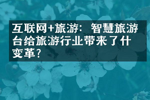 互联网+旅游：智慧旅游平台给旅游行业带来了什么变革？