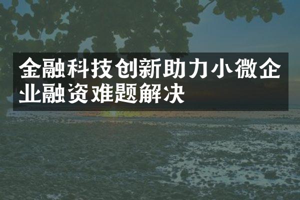 金融科技创新助力小微企业融资难题解决