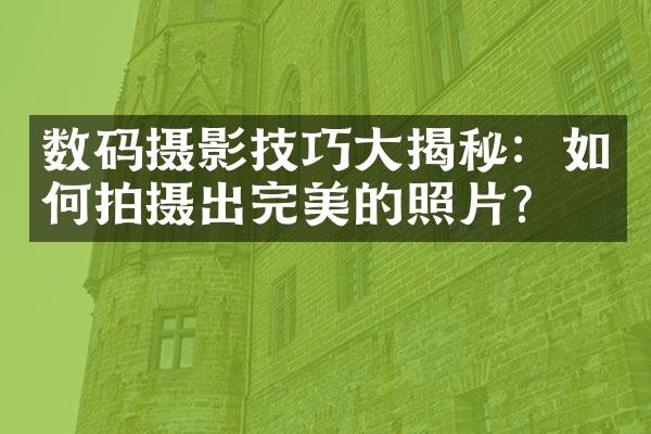 数码摄影技巧大揭秘：如何拍摄出完美的照片？