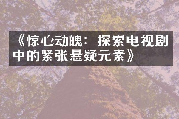 《惊心动魄：探索电视剧中的紧张悬疑元素》