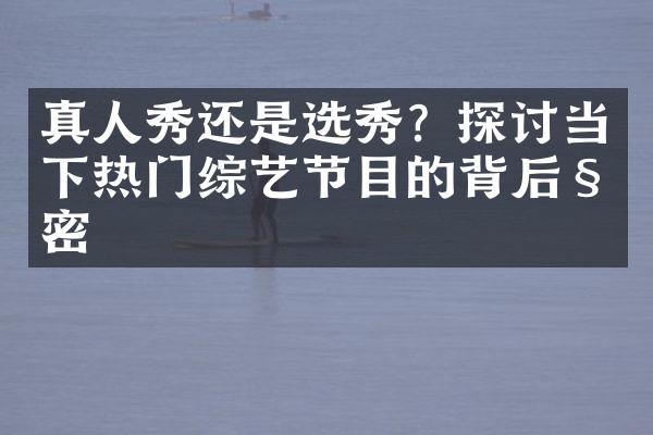 真人秀还是选秀？探讨当下热门综艺节目的背后秘密