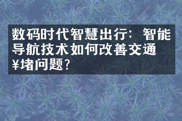 数码时代智慧出行：智能导航技术如何改善交通拥堵问题？