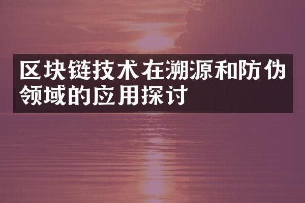 区块链技术在溯源和防伪领域的应用探讨