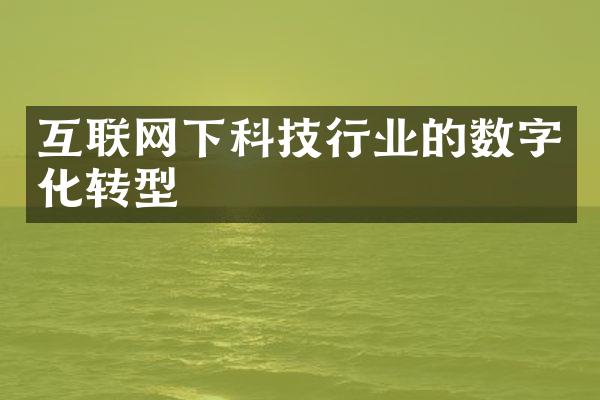 互联网下科技行业的数字化转型