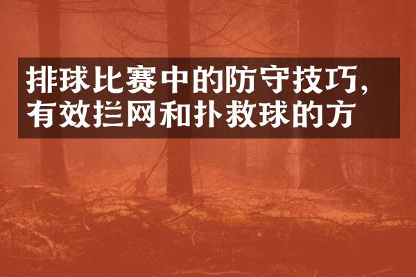 排球比赛中的防守技巧，有效拦网和扑救球的方法