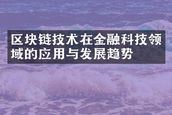 区块链技术在金融科技领域的应用与发展趋势