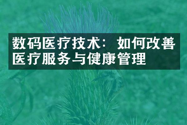 数码医疗技术：如何改善医疗服务与健康管理