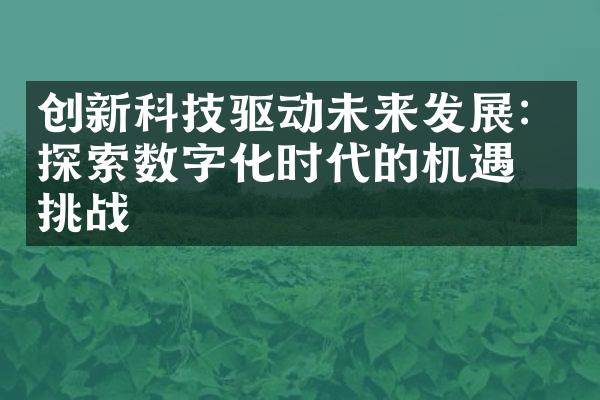 创新科技驱动未来发展：探索数字化时代的机遇与挑战