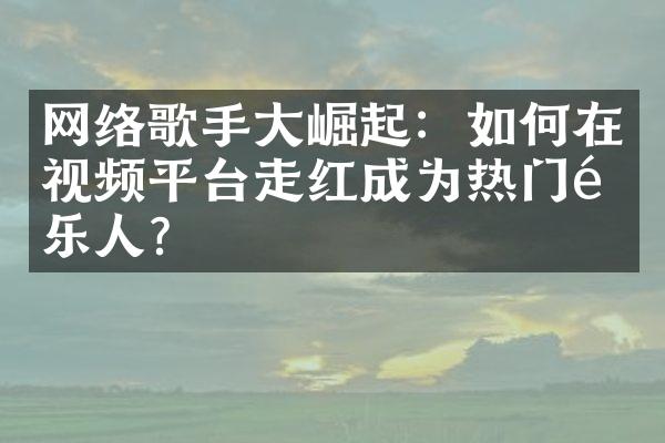 网络歌手大崛起：如何在视频平台走红成为热门音乐人？