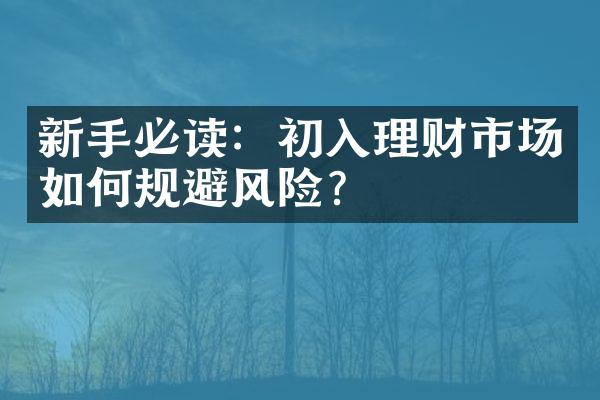 新手必读：初入理财市场如何规避风险？