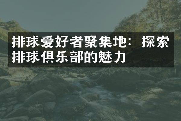 排球爱好者聚集地：探索排球俱乐部的魅力