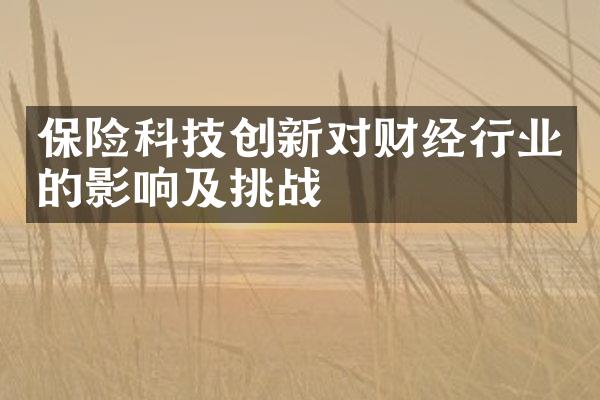 保险科技创新对财经行业的影响及挑战