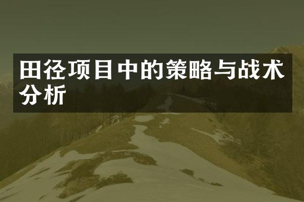 田径项目中的策略与战术分析