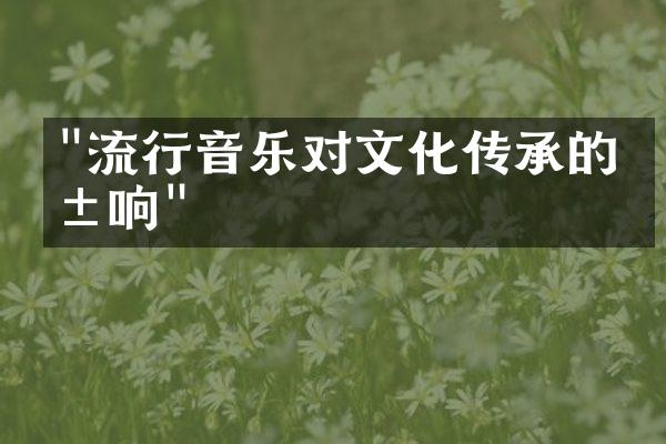 "流行音乐对文化传承的影响"