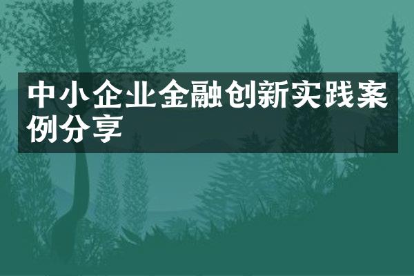 中小企业金融创新实践案例分享