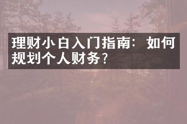 理财小白入门指南：如何规划个人财务？