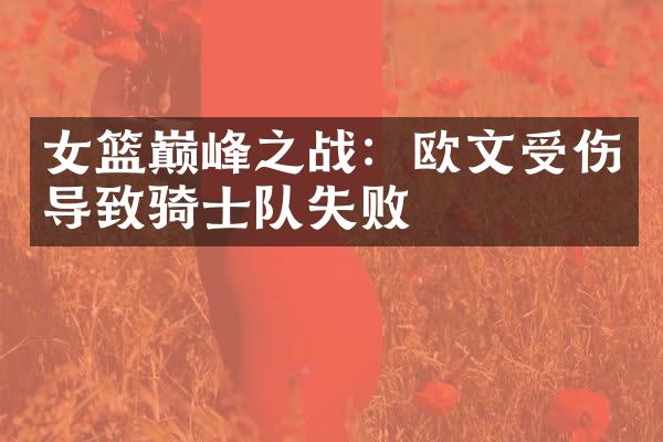 女篮巅峰之战：欧文受伤导致骑士队失败