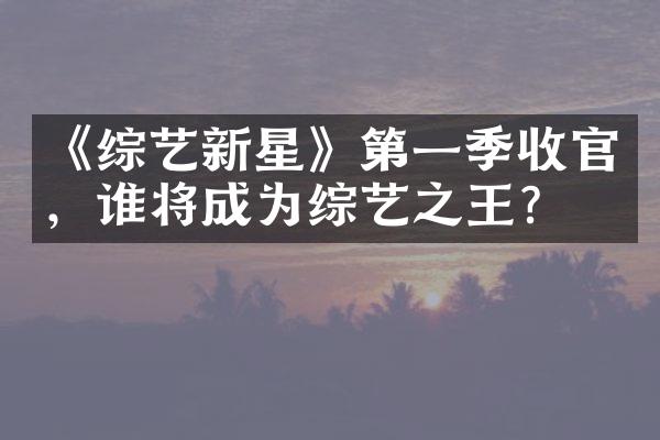 《综艺新星》第一季收官，谁将成为综艺之王？