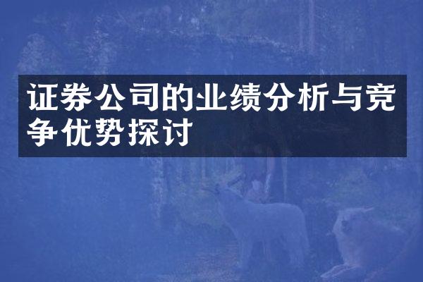 证券公司的业绩分析与竞争优势探讨