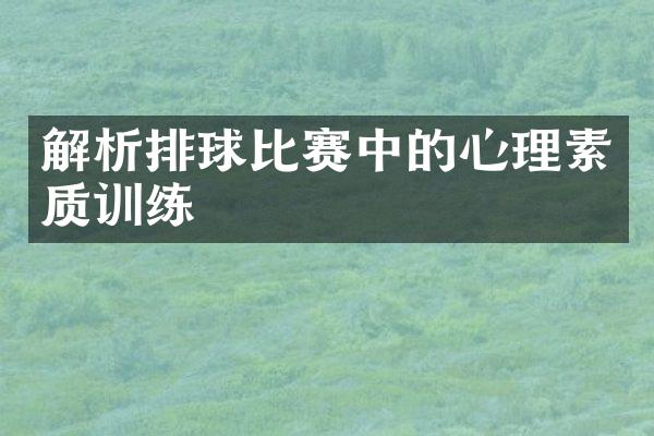 解析排球比赛中的心理素质训练