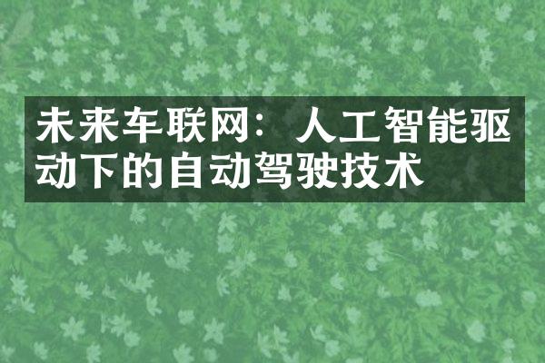 未来车联网：人工智能驱动下的自动驾驶技术