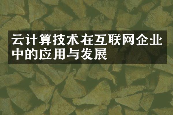 云计算技术在互联网企业中的应用与发展