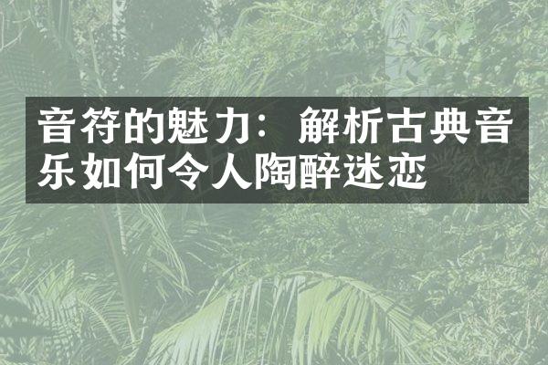 音符的魅力：解析古典音乐如何令人陶醉迷恋