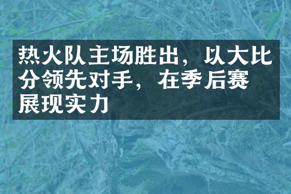 热火队主场胜出，以大比分领先对手，在季后赛中展现实力